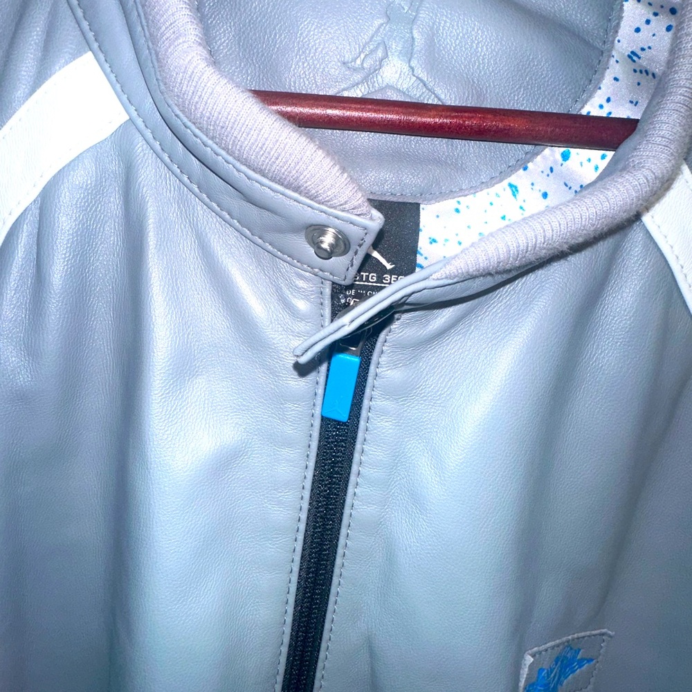 Rare Vintage Jordan Brand BHM edition 100% Leather Cool Gray Motorcycle Jacket - Picture 6 of 15